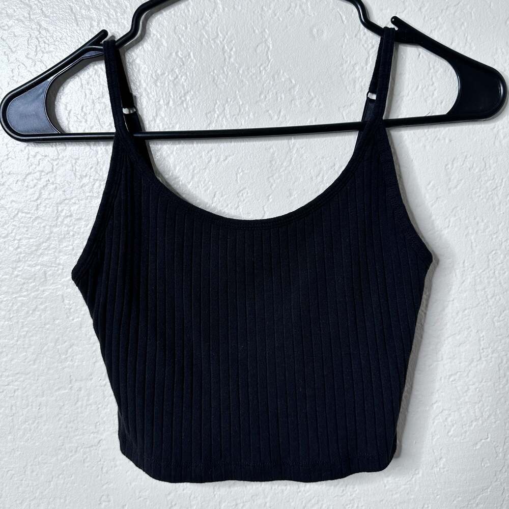 Old Navy Women's Black Rib-Knit Crop Tank Top
